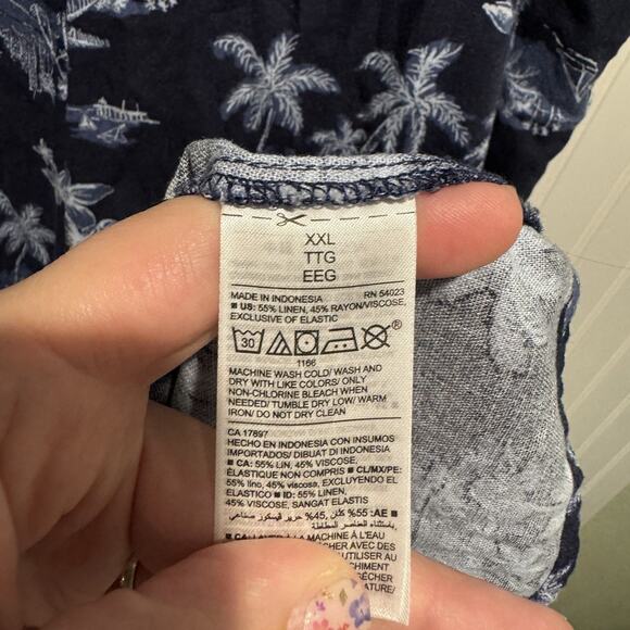 Old Navy Waist Defined Jumpsuit Square Neck Blue Tropical Print Size XXL - Picture 8 of 8